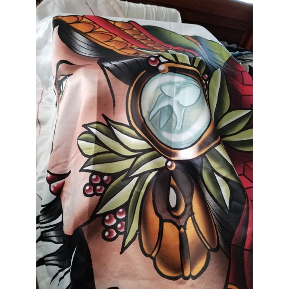 Ambesonne Trippy Art Tapestry, Female Lady with Feather on Head - Picture 5 of 9